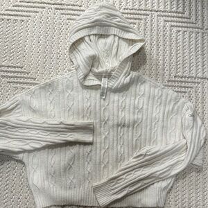 ALO Yoga White Cable Knit Hoodie